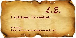 Lichtman Erzsébet névjegykártya